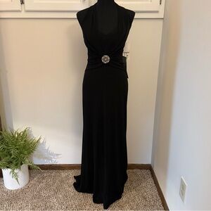Blondie Nites Black Backless Gown with Embellishment